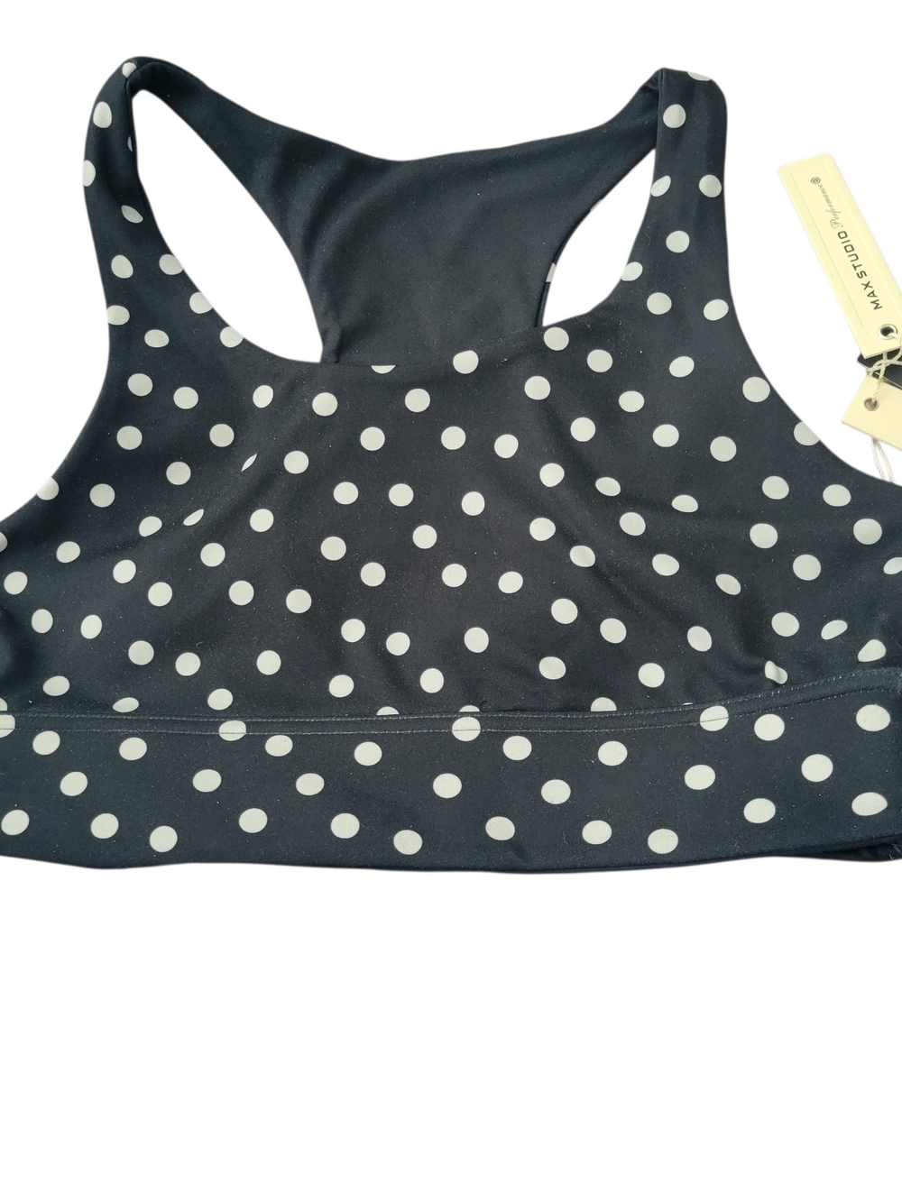 Max Studio Reversible Black and White Polka Dot Racerback Sports Bra